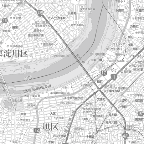 C大阪市旭区1／25,000白地図タウンロード販売