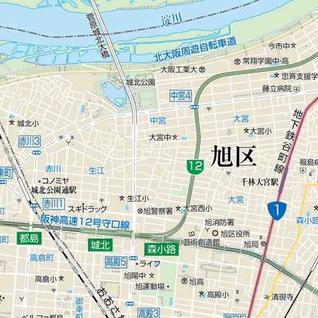B大阪市旭区1／25,000地図タウンロード販売