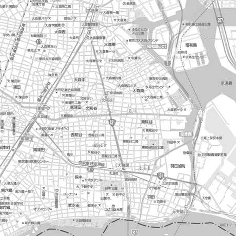 C東京大田区1/25000白地図ダウンロード販売