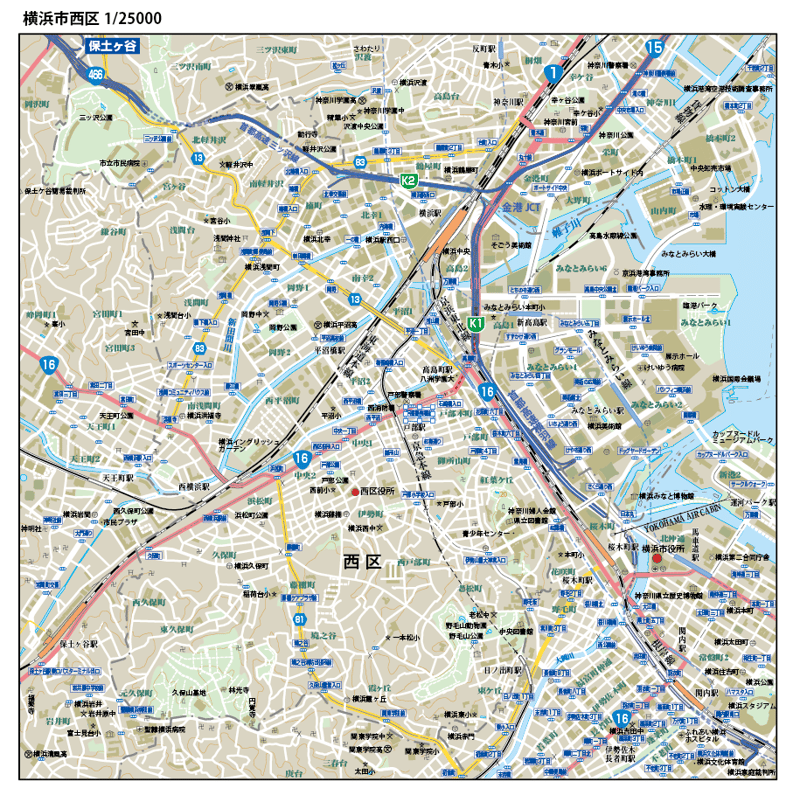 B横浜市西区1/25000地図タウンロード販売 | 地図素材