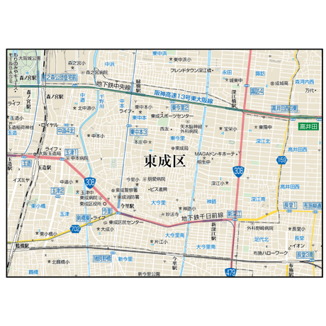 B大阪市東成区1／25,000地図タウンロード販売