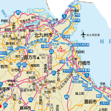 県別マップ　B県境カット福岡県地図ダウンロード販売