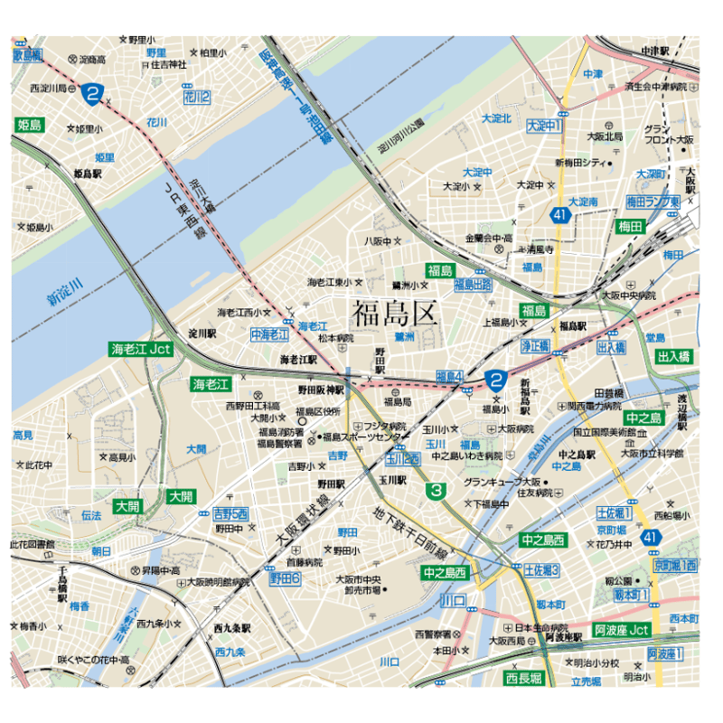 大阪市地図 B大阪市福島区1／25,000地図タウンロード販売 | 地図素材