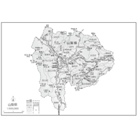 県別マップ　C県境カット山梨県白地図ダウンロード販売