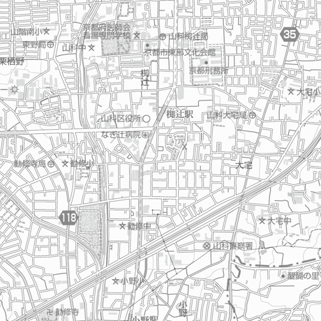 C京都区別 山科区1/25000白地図タウンロード販売