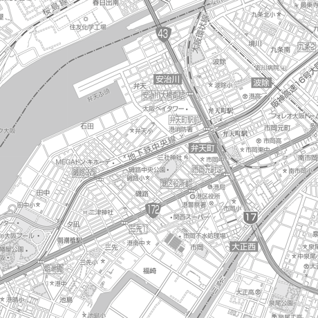C大阪市港区1／25,000白地図タウンロード販売