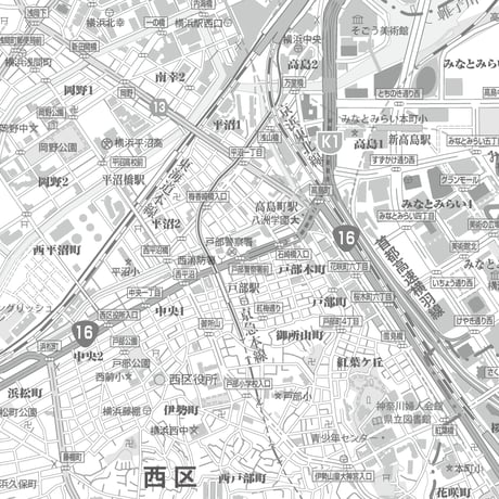 C横浜市西区白地図1/25000タウンロード販売