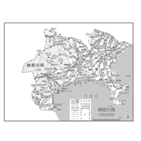 県別マップ　C県境カット神奈川県白地図ダウンロード販売