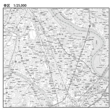 C川崎市幸区1/25000白地図ダウンロード販売