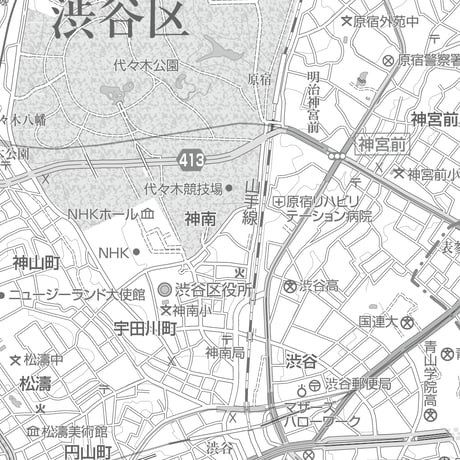 C東京都渋谷区1/25000白地図ダウンロード販売