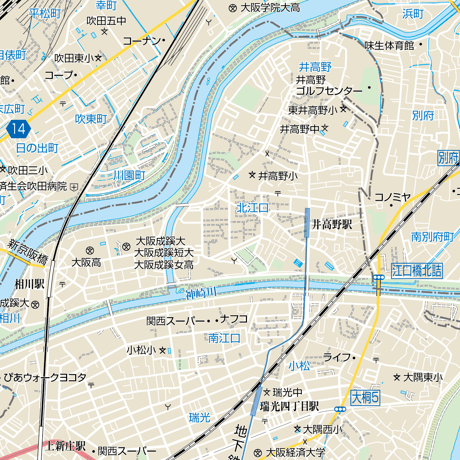 B大阪市東淀川区1／25,000地図タウンロード販売