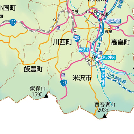 県別マップ　A県境カット山形県地図ダウンロード販売