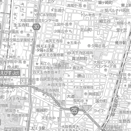 C大阪市天王寺区1／25,000白地図タウンロード販売
