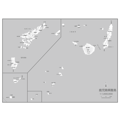 県別マップ　C鹿児島県離島白地図ダウンロード販売