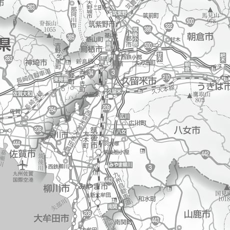 県別マップ　C福岡県白地図ダウンロード販売