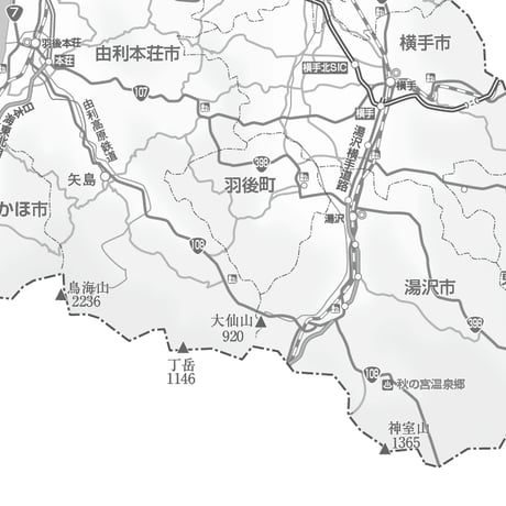 県別マップ　C県境カット秋田県白地図ダウンロード販売