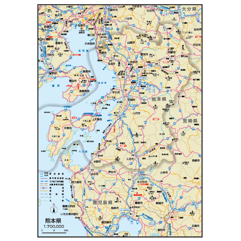 県別マップ B熊本県地図ダウンロード販売 | 地図素材