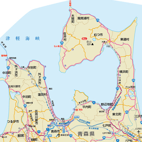 県別マップ　B県境カット青森県地図ダウンロード販売
