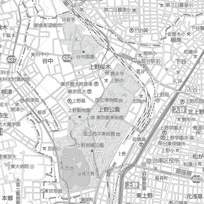 C東京都台東区1/25000白地図ダウンロード販売 | 地図素材