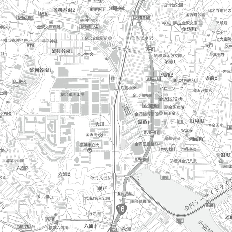 C横浜市金沢区白地図1/25000タウンロード販売 | 地図素材