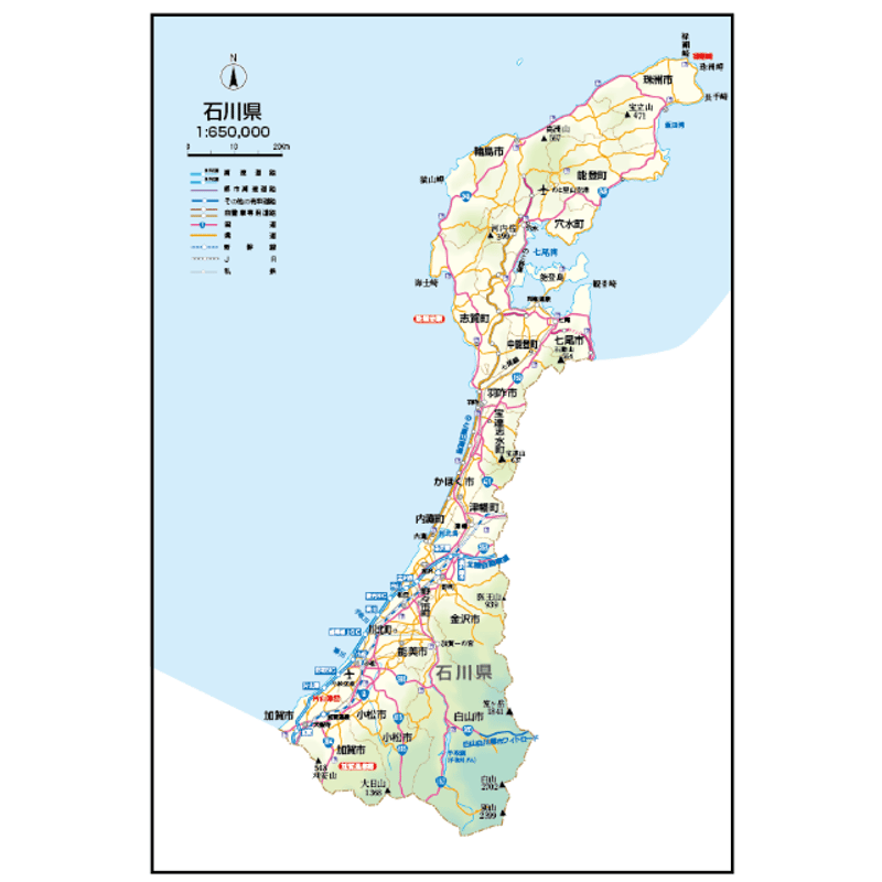 県別マップ A県境カット石川県地図ダウンロード販売 | 地図素材