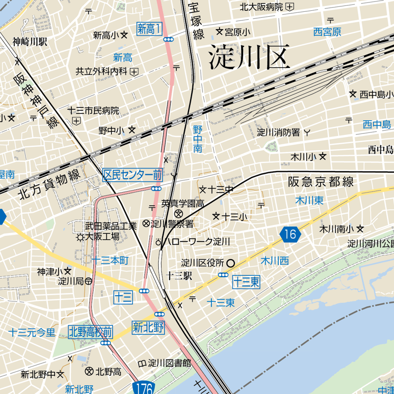 B大阪市淀川区1／25,000地図タウンロード販売 | 地図素材