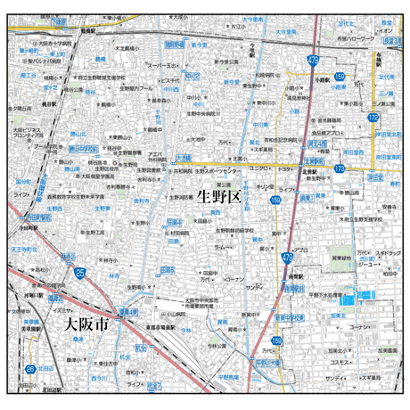 A大阪市生野区1／25,000地図タウンロード販売
