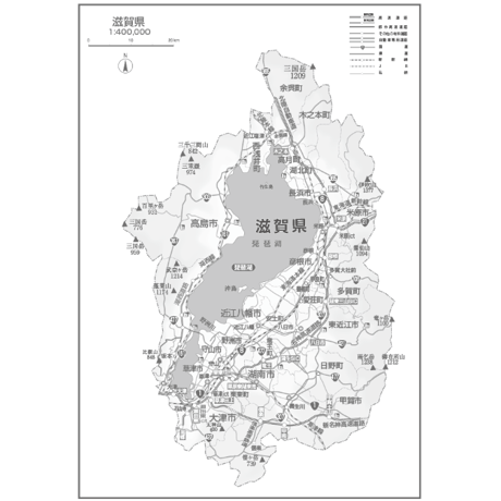 県別マップ　C県境カット滋賀県白地図ダウンロード販売