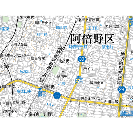 A大阪市阿倍野区1／25,000地図タウンロード販売