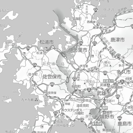 県別マップ　C長崎県白地図ダウンロード販売