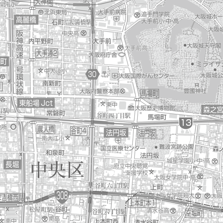 C大阪市中央区1／25,000白地図タウンロード販売