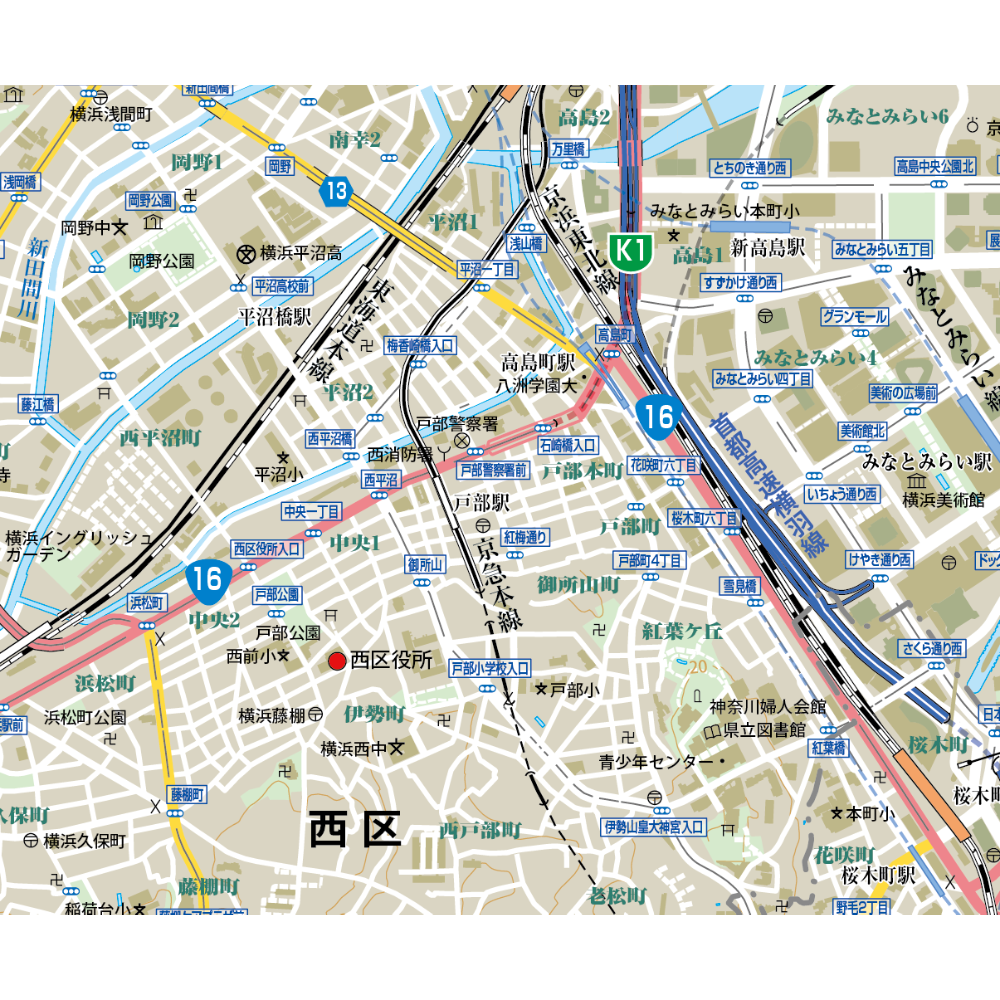 B横浜市西区1/25000地図タウンロード販売 | 地図素材