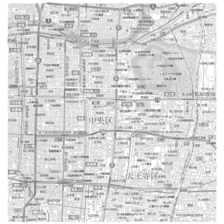 C大阪市中央区1／25,000白地図タウンロード販売