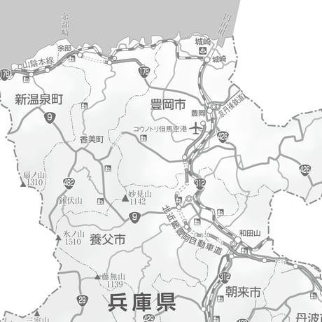 県別マップ　C県境カット兵庫県白地図ダウンロード販売