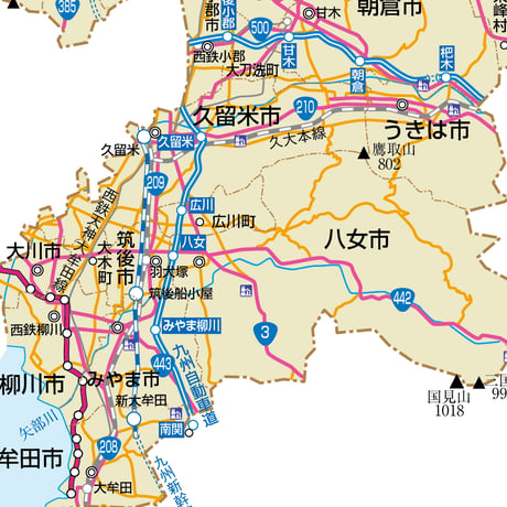 県別マップ　B県境カット福岡県地図ダウンロード販売