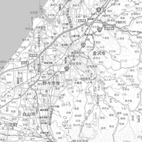 Cタイプ石川県詳細白地図1/200000タウンロード販売