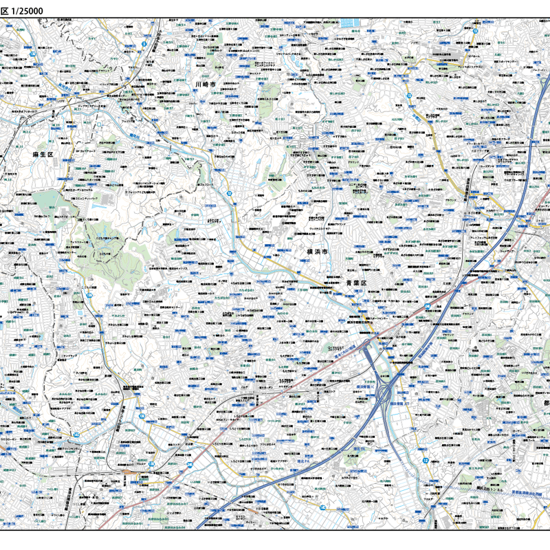 A横浜市青葉区1/25000地図ダウンロード販売 | 地図素材
