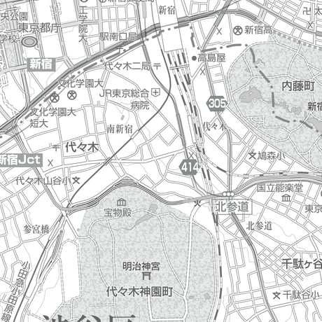 C東京都渋谷区1/25000白地図ダウンロード販売