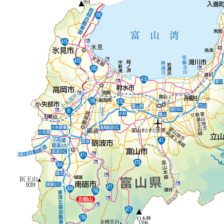 県別マップ　A県境カット富山県地図ダウンロード販売