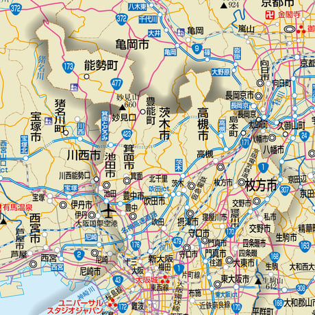 県別マップ　B大阪府地図ダウンロード販売