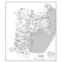 県別マップ　C県境カット宮城県白地図ダウンロード販売