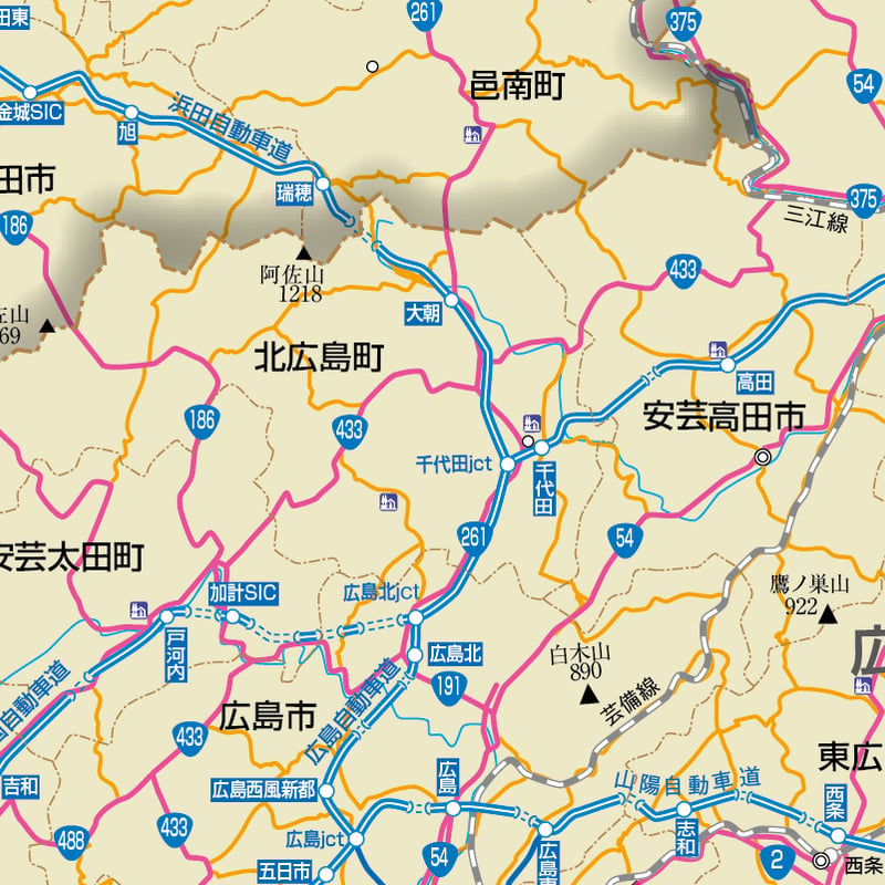 県別マップ B広島県地図ダウンロード販売 | 地図素材