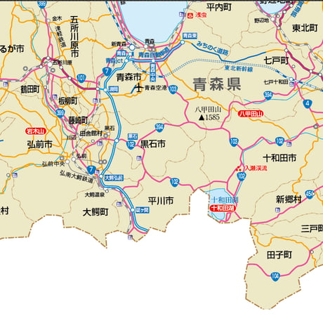 県別マップ　B県境カット青森県地図ダウンロード販売