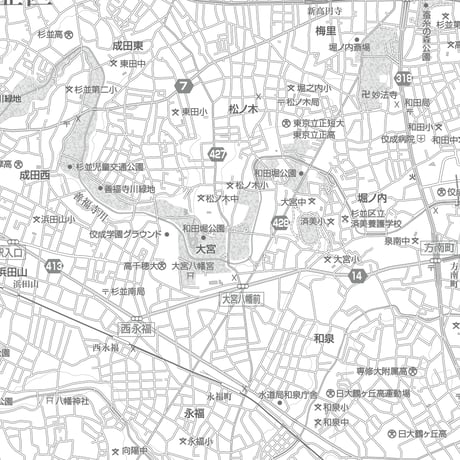 C東京杉並区1/25000白地図タウンロード販売