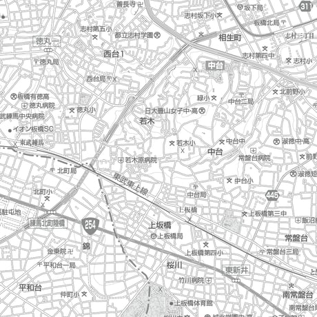 C東京板橋区1/25000白地図ダウンロード販売