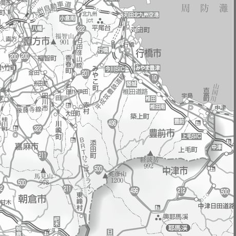 県別マップ　C福岡県白地図ダウンロード販売