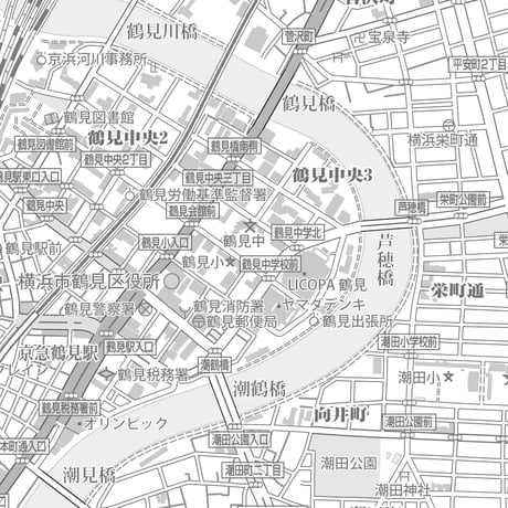 C横浜市鶴見区白地図1/25000タウンロード販売