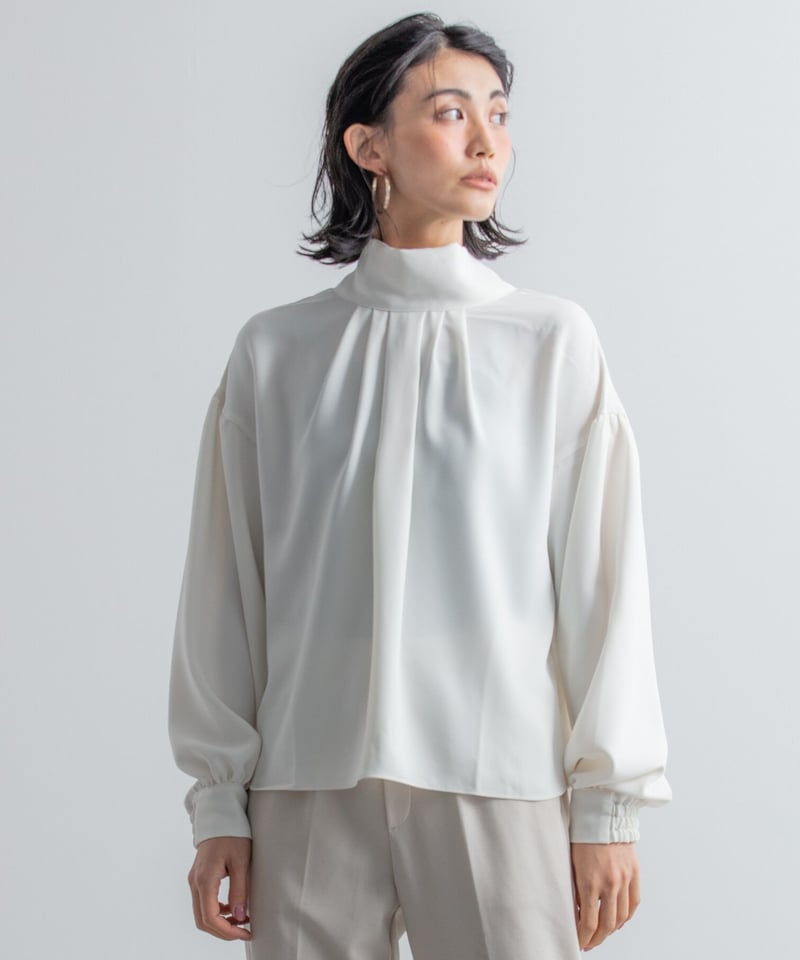 yori♡バックリボンサテンブラウス ホワイト yori ヨリ コットンバック