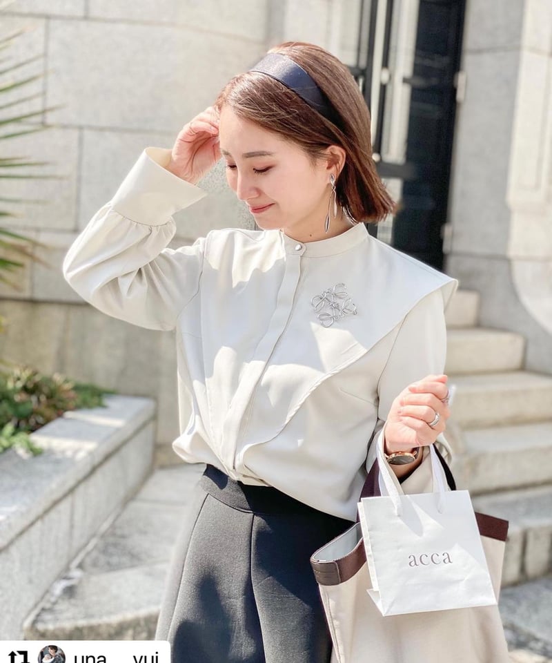 日本製 サステナブル ケープカラーブラウス 長袖 | el.Meray