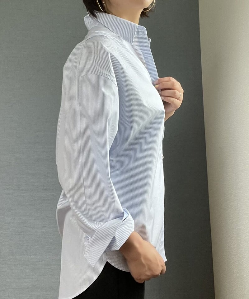 日本製 サステナブル オーバーサイズストライプシャツ | el.Meray